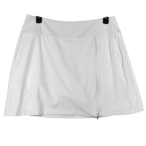 Kinona Skort Women XL White Zipper Detail Italian Fabric Golf Tennis